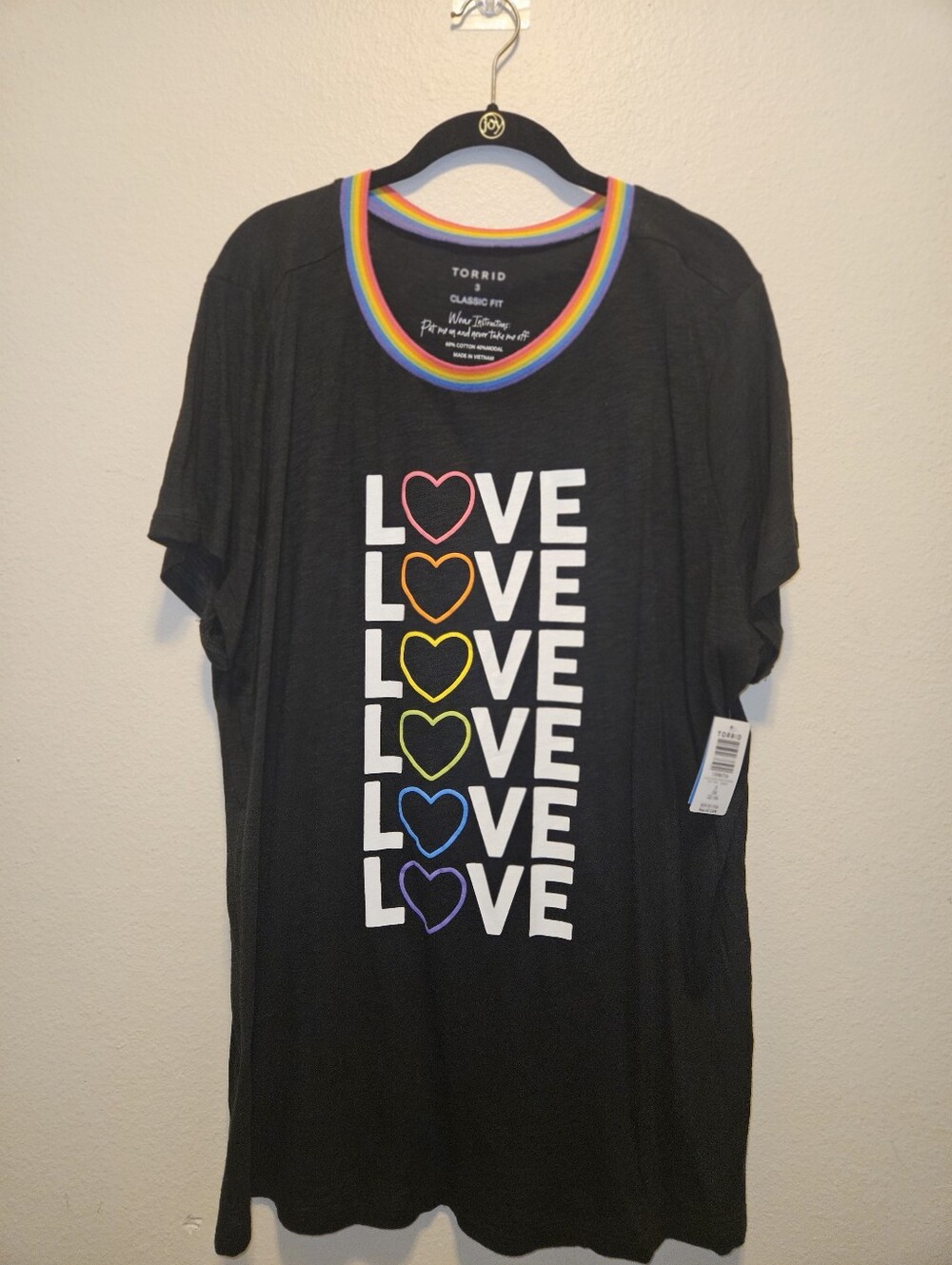 Torrid 3x Love Tee Rainbow Pride New with Tags Celebrate Love Slub Ringer Tee